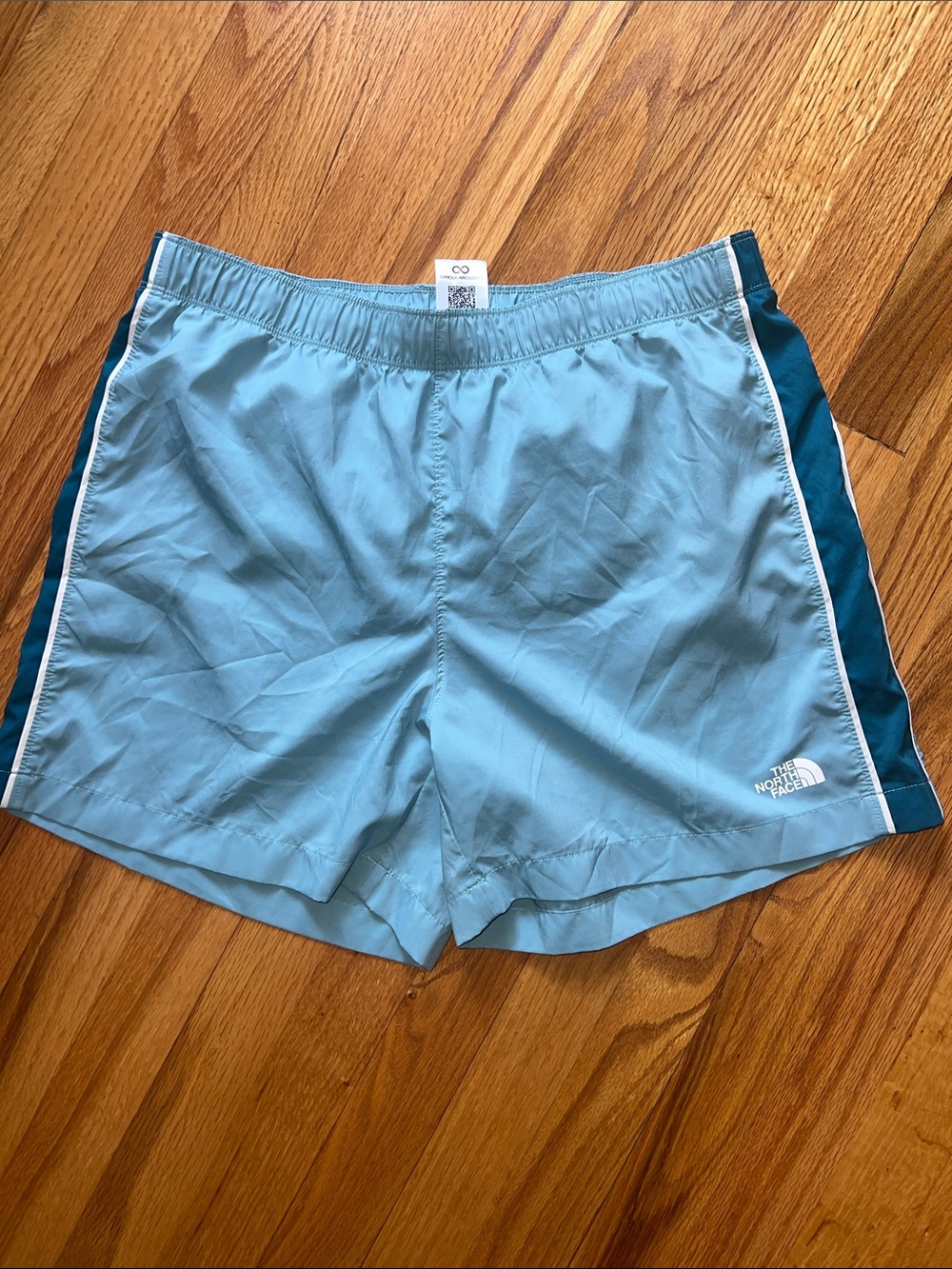 The North Face Light Blue Athletic Shorts with Dark Teal Side Panels